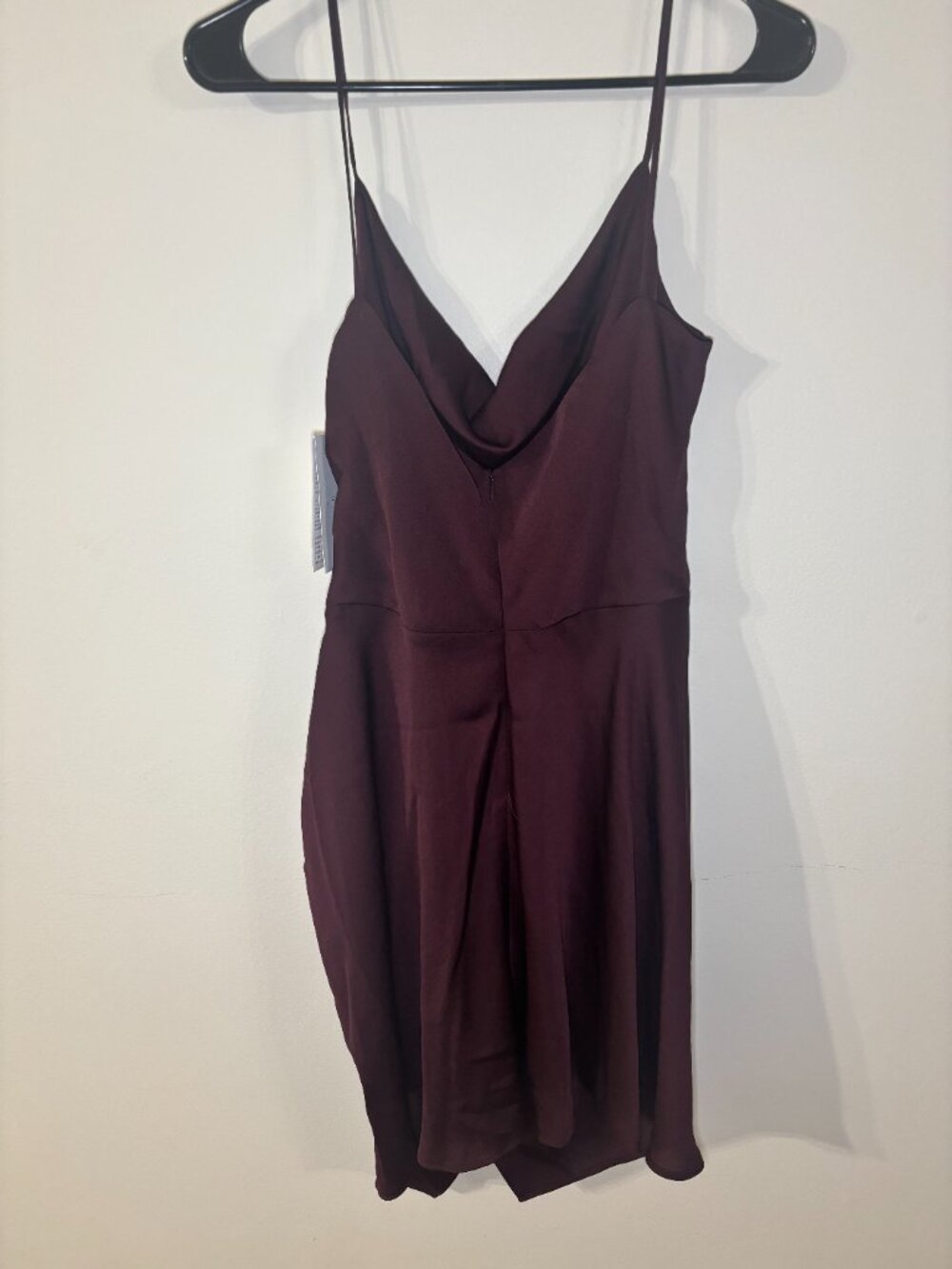 IRO Lipa Burgundy Satin Ruched Cowl Neck Slip Dress - Picture 3 of 5